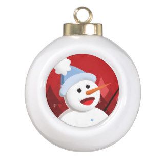 Happy Singing Snowman Face Christmas Ornaments