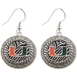NCAA Miami Hurricanes Women's Zebra Twisted Rope Earrings : Sports Fan Earrings : Sports & Outdoors