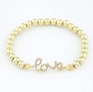 Vintage Love Letter Rhinestones Beads Bracelets Charms Bangles Fashion Jewelry (Silver A): Jewelry