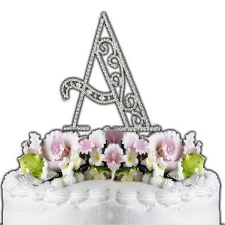 Swarovski Crystal Monogram Cake Topper Vintage Style   Letter B: Decorative Cake Toppers: Kitchen & Dining