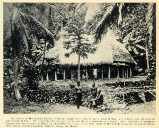1931 Print Samoa Islands Native Indigenous People Hut Architecture South Pacific   Original Halftone Print   Samoan Natives