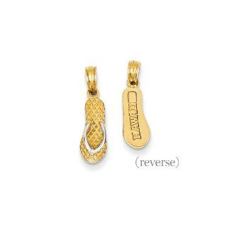 3 D Hawaii Flip Flop Sandal Pendant In 14k Gold And White Rhodium: Jewelry