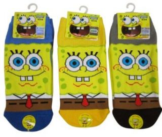 3 Pair Assorted Blue, Grey and Yellow Spongebob Squarepants Socks for Boys: Other Socks: Clothing