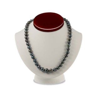 Tahitian Black Cultured Pearl Necklace (8 11mm Near Round/Drop AAA/AA+): Jewelry