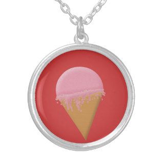 Strawberry Ice Cream Cone Necklace Customizable