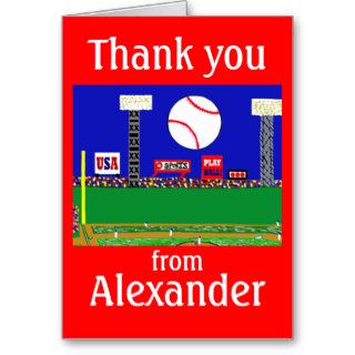 2012 Boys Baseball Personalized Thank You Notes Card