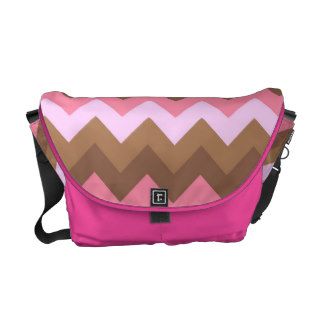 Chic Pink Brown Modern Chevron Zigzag Pattern Messenger Bags