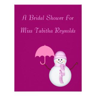 Bridal Shower   Snowwoman w/ Umbrella Custom Announcements