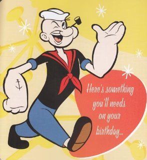 Greeting Card Birthday Card with Sound Popeye "Here's Something You'll Needs on Your Birthday": Health & Personal Care