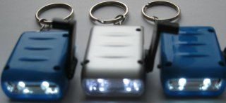 3 PACK. 2LED CRANK POWERED WIND UP KEYCHAIN LIGHT: NEVER NEEDS BATTERIES & BULB & LAST OVER 100, 000 HOURS (RANDON COLORS)   Key Chain Flashlights  