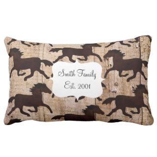 Country Western Horses on Barn Wood Cowboy Gifts Throw Pillows