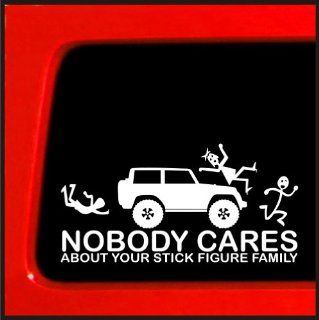 Stick Figure sticker for Jeep Family Nobody Cares funny truck white decal bumper *: Automotive
