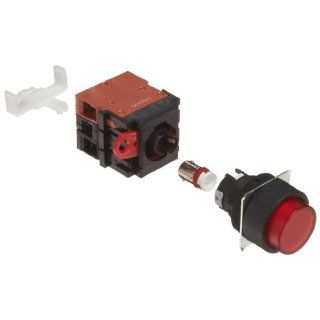 Omron A22L TR 24A 11M Projection Type Pushbutton and Switch, Screw Terminal, LED Lighted, Momentary Operation, Round, Red, 24 VAC/VDC Rated Voltage, Single Pole Single Throw Normally Open and Single Pole Single Throw Normally Closed Contacts: Electronic Co
