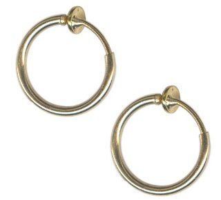 Pair of Medium Size 3/8 inch Gold Color Non Pierced Hoops Clip on Earring Hoops Fake Lip Hoop Fake Nose Hoops Non Pierce Body Jewelry: Fake Nose Ring: Jewelry