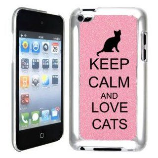 Pink Apple iPod Touch 4th Glitter Bling Hard Case Cover GT212 Keep Calm and Love Cats: Cell Phones & Accessories