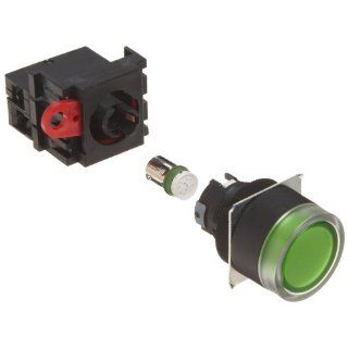 Omron A22L GG 24A 10M Full Guard Type Pushbutton and Switch, Screw Terminal, LED Lighted, Momentary Operation, Round, Green, 24 VAC/VDC Rated Voltage, Single Pole Single Throw Normally Open Contacts: Electronic Component Pushbutton Switches: Industrial &am