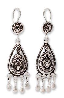 Sterling silver chandelier earrings, 'Silver Dancer'   Sterling Silver Chandelier Earrings Artisan Crafted in India: Dangle Earrings: Jewelry