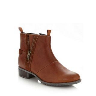 Hush Puppies Tan leather zipped chelsea ankle boots