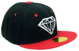 NOTHING NOWHERE Flat Bill Snapback Diamond Design Cap (Adjustable , Black / Red) Clothing