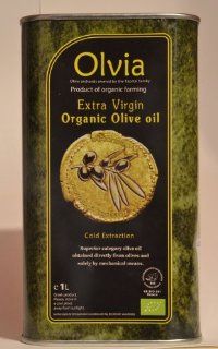 Olvia Extra Virgin Organic Olive Oil 1L Can. Superior category olive oil obtained directly from olives and solely by mechanical means. Product of Greece. (1L) : Grocery & Gourmet Food