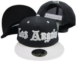 Los Angeles California Old English Raiders Colors   Black/Grey Adjustable Snapback Hat / Cap: Clothing