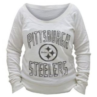 Pittsburgh Steelers   Logo Off Shoulder Juniors Sweatshirt: Clothing