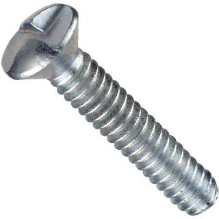 Steel Machine Screw, Zinc Plated Finish, Oval Head, One Way Slotted Drive, Meets ASME B16.6.3, 1" Length, Fully Threaded, #10 24 UNC Threads, Made in US (Pack of 50): Industrial & Scientific