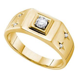 Mens Diamond Ring 0.25CTW DIAMOND FASHION MENS RING 14K Yellow gold: Jewelry