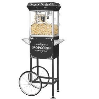 Great Northern Popcorn Black 4 oz. Ounce Foundation Old Fashioned Popcorn Popper and Cart: Kitchen & Dining