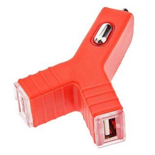 Y shaped Car Charger with Dual USB Ports for iPhone 5 and Others (Optional Colors),Red: Cell Phones & Accessories
