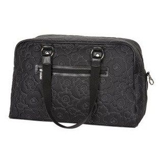 Thirty One City Weekender Tote Retired Black Poppy Quilted 