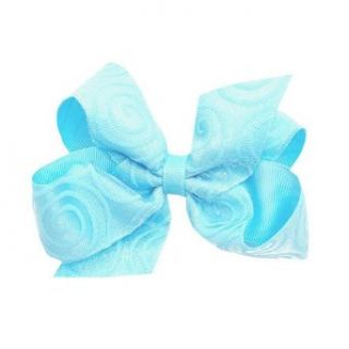 Wee Ones Girls Aqua Swirl Grosgrain Ribbon Double Bow Hair Clippie: Wee Ones: Clothing