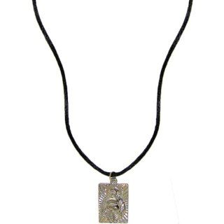 Buddha Necklace On Satin Cord, Ours Alone, Quality Made in Usa, in Silver Tone with Black Finish: Jewelry