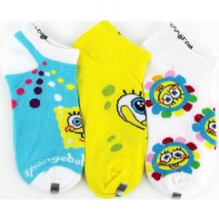Spongebob Squarepants "Flower Power" Aqua 3 Pack Kids Ankle Socks 6 8: Clothing