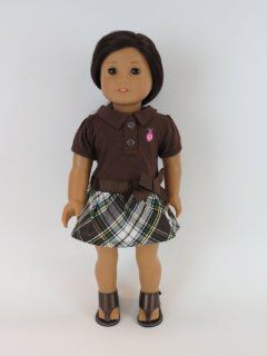 Brown and Plaid Dress Ready for School   Fits 18" American Girl Dolls, Gotz, Our Generation Madame Alexander and Others.: Toys & Games