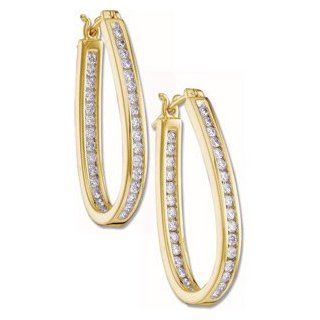 1 ct tw Diamond Inside Outside Hoop Earrings: Diamond Designs: Jewelry