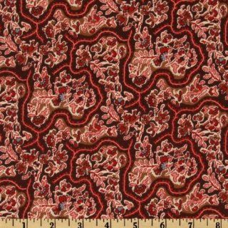 43'' Wide Echoes Of The Past: Austen Manor Winding Floral Burgundy Fabric By The Yard
