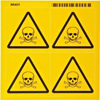 Brady 58578 Pressure Sensitive Vinyl Right To Know Pictogram Labels , Black On Yellow,  2 1/4" Height x 2 1/4" Width,  Pictogram "Poison" (4 Per Card,  1 Card per Package): Industrial & Scientific