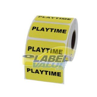 "PLAYTIME" 2x1" Rectangle Yellow Labels   500 Labels Per Roll, 1 Roll Per Package : Color Coding Labels : Office Products