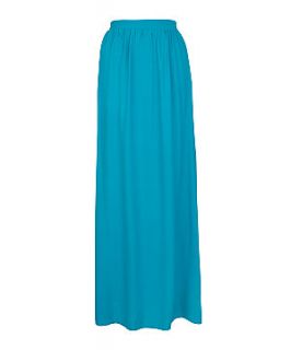 Turquoise Shirred Waist Maxi Skirt