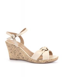 Cream Knotted Suede Wedge Sandal