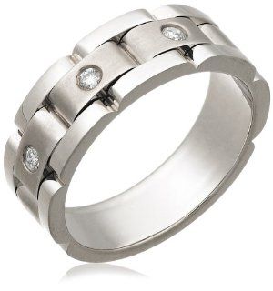 Men's 14k White Gold 8mm Diamond Band (1/4 cttw, I Color, I2 Clarity), Size 10: Jewelry