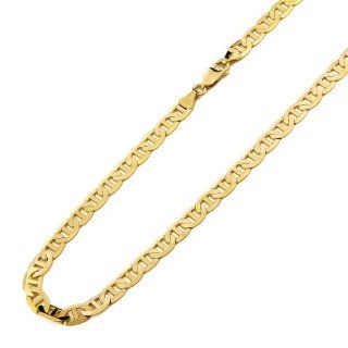 14K Yellow Gold 6.4mm Flat Mariner High Polish Finished Chain Necklace with Lobster Claw Clasp   18" Inches: The World Jewelry Center: Jewelry