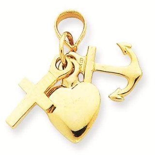14k Faith, Hope & Charity Charm Pendant   Gold Jewelry: Reeve and Knight: Jewelry