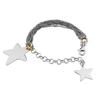 .925 Sterling Silver Star Studded Interweaving Links Bracelet: The World Jewelry Center: Jewelry