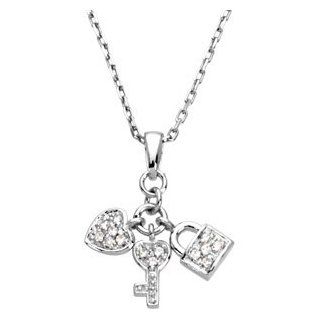 925 Sterling Silver Youth Heart Lock & Key Pendant: Reeve and Knight: Jewelry