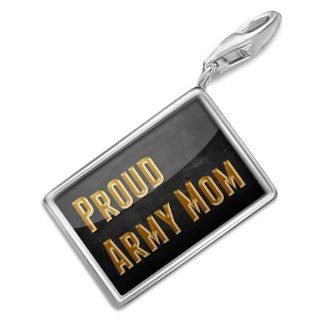 NEONBLOND Charms Proud Army Mom   Bracelet Clip On: Clasp Style Charms: Jewelry