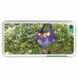 Tailor Iphone 5C Holidays Pascha Eggs Meadow Flowers Basket Grass Of Originality Present White Cellphone Skin For Women: Cell Phones & Accessories