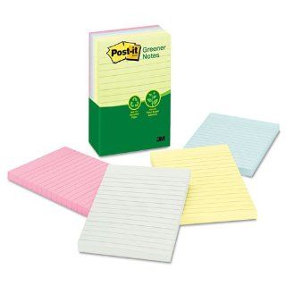 Post it Greener Notes   Recycled Notes, 4 x 6, Lined, Sunwashed Pier, 5 100 Sheet Pads/Pack   Sold As 1 Pack   Self stick removable pads are great for quickly jotting down important messages.: Everything Else