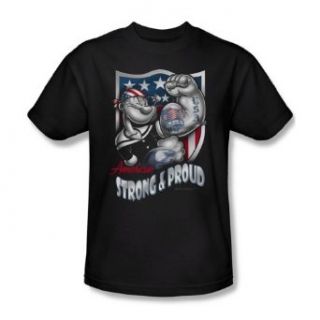 Popeye   Strong & Proud Adult T Shirt In Black: Clothing